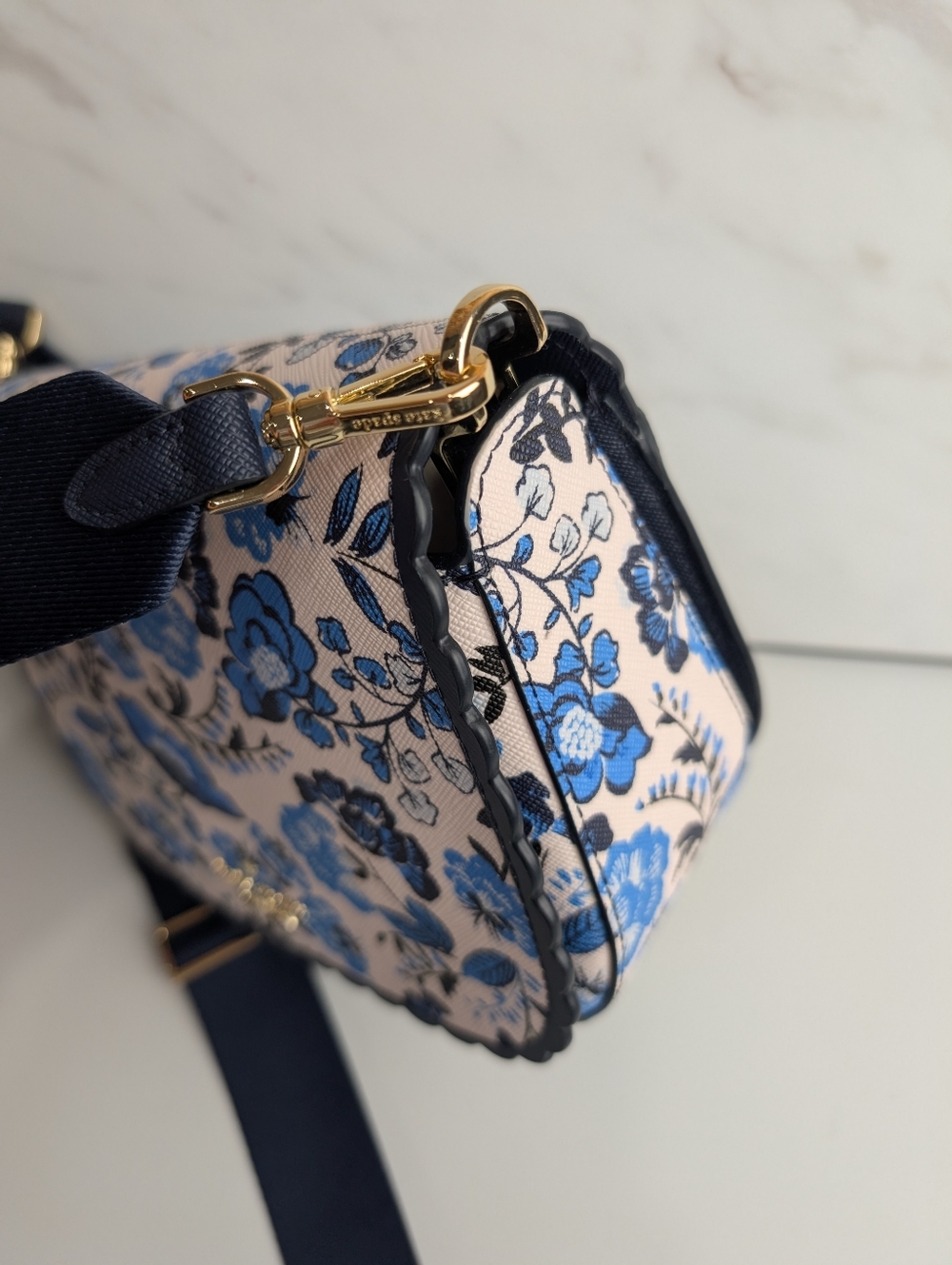 Kate Spade Madison Peacock Floral Printed Saddle Bag Blue Multicolor NWT - Picture 3 of 11